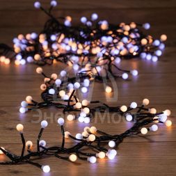 Гирлянда &amp;quot;Мишура LED&amp;quot; 3м 288LED бел. + тепл. бел. провод темн.-зел. ПВХ NEON-NIGHT 303-608