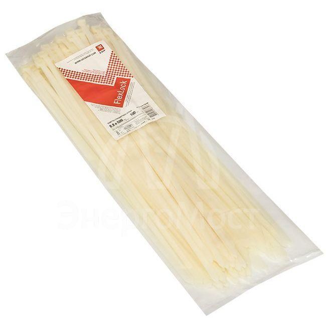 Хомут P6.6 8.8х500 FlexLock стандартный бел. (уп.100шт) PROxima EKF plc-fl-ctsw-8.8x500