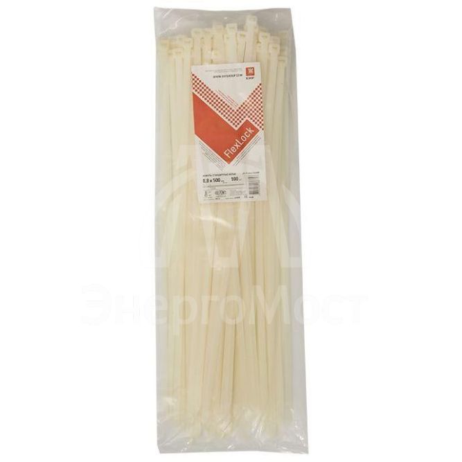 Хомут P6.6 8.8х500 FlexLock стандартный бел. (уп.100шт) PROxima EKF plc-fl-ctsw-8.8x500