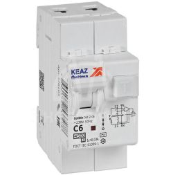 Выключатель автоматический дифференциального тока 2п с защитой от сверхтоков OptiDin D63-22C6-AC-У3 C6 30мА 4.5кА КЭАЗ 328103