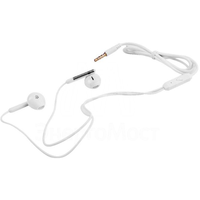 Наушники вакумные с микрофоном проводные ELX-WHP01P-C01 ПРОМО 3.5мм 1.2м пакет бел. Ergolux 15277