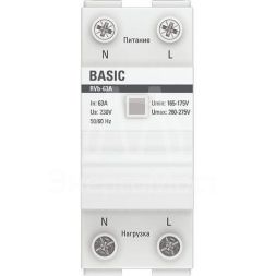 Реле напряжения RVb-63A (сквозное подкл.) Basic EKF rvb-63a