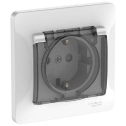 Розетка Glossa 16А IP44 с заземл. защ. шторки с крышкой быстрозажим. клем. в сборе бел. SE GSL000148S