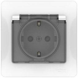 Розетка Glossa 16А IP44 с заземл. защ. шторки с крышкой быстрозажим. клем. в сборе бел. SE GSL000148S