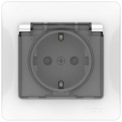 Розетка Glossa 16А IP44 с заземл. защ. шторки с крышкой быстрозажим. клем. в сборе бел. SE GSL000148S