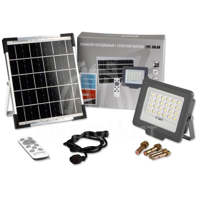 Прожектор светодиодный PFL SOLAR 50 6500К IP65 (в компл. с солнечной панелью и пультом) JazzWay 5044395