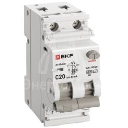 Выключатель автоматический дифференциального тока 2п (1P+N) C 20А 30мА тип AC 6кА АВДТ-63N (электрон.) PROxima EKF D63N26E20C30