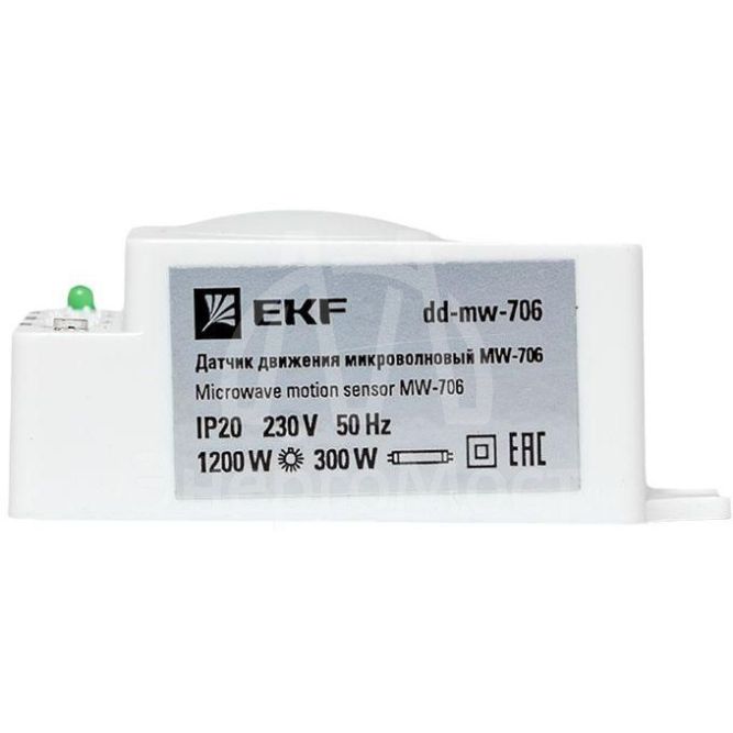 Датчик движения микроволновый MW-706 1200Вт 360град. до 8м IP20 бел. EKF dd-mw-706