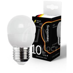 Лампа светодиодная Supermax 10Вт шар 45мм E27 230В 3000К КОСМОС Sup_LED10WGL45E2730