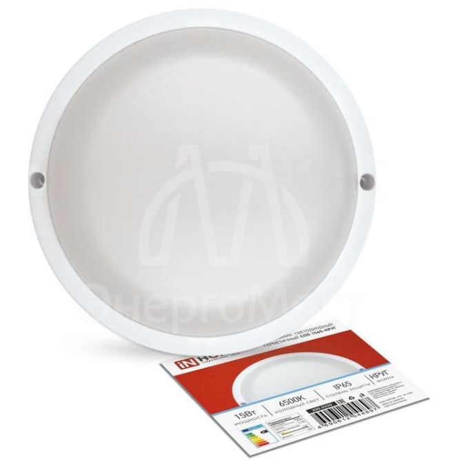 Светильник светодиодный герметичный СПП 1565-КРУГ 15Вт 6500К 1350лм IP65 140мм IN HOME 4690612044897