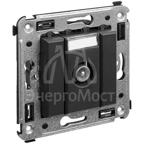 Розетка телевизионная проходная TV СП Avanti &amp;quot;Черный матовый&amp;quot; DKC 4412513