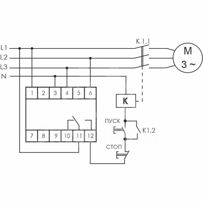 Реле контроля наличия и чередования фаз CKF-317 (монтаж на DIN-рейке 35мм; регулировка порога отключения; 3х400/230+N 8А 1P IP20) F&amp;amp;F EA04.002.006