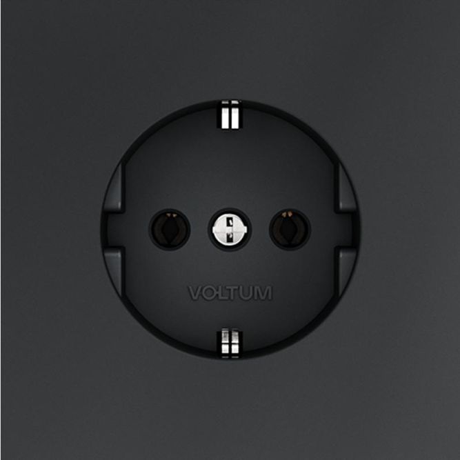 Розетка 1-м СП S70 16А с заземл. механизм графит Voltum VLS040107
