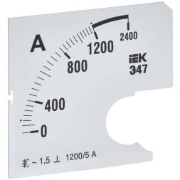Шкала сменная для амперметра Э47 1200/5А-1.5 72х72мм IEK IPA10D-SC-1200