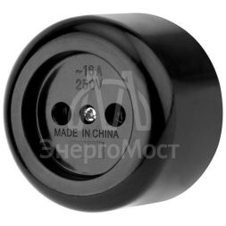 Розетка штепсельная карболитовая открытой уст. б/з 16А черн. Rexant 11-8980