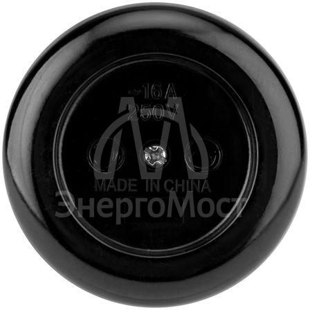 Розетка штепсельная карболитовая открытой уст. б/з 16А черн. Rexant 11-8980