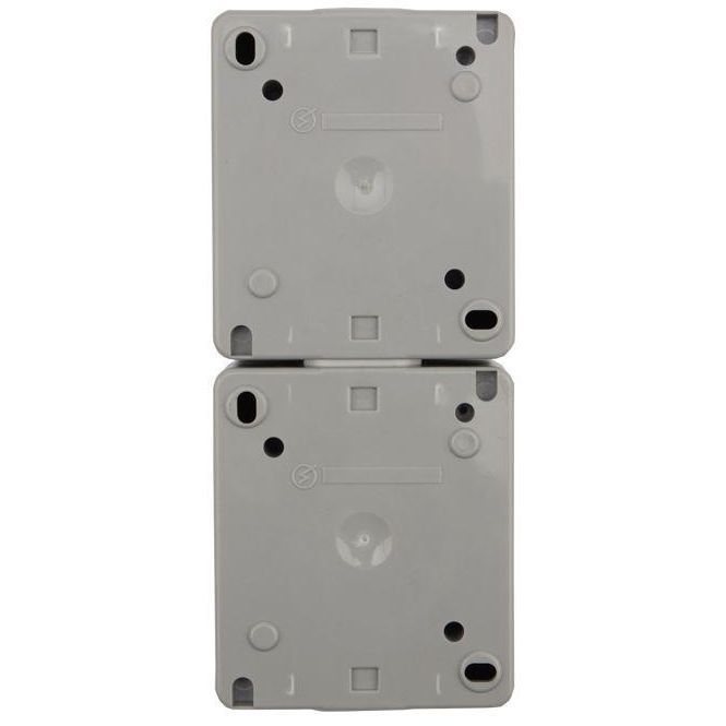 Блок ОП 2 розетки вертик. INDUSTRIAL с заземл. керамика IP54 сер. Kranz KR-78-0616