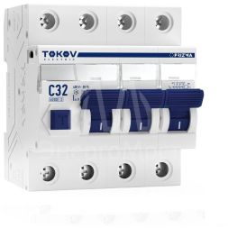Выключатель автоматический дифференциального тока 4П (3P+N) 32А 30мА тип AC 6кА хар-ка C TOKOV Electric TKE-PZ60-RCBO-4-32-30-AC