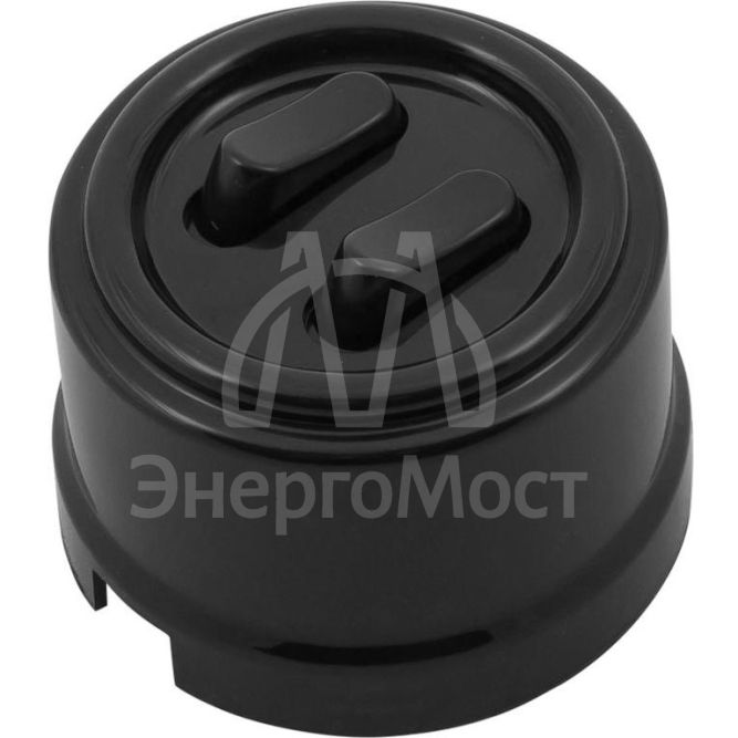 Выключатель 2-кл. ретро ABS-пластик черн. Bironi B1-222-23