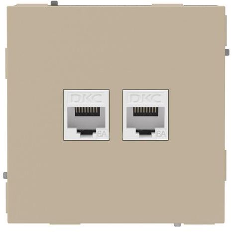 Розетка компьютерная 2-м KANT RJ45 кат.6A без шторки ванильн. марципан DKC 7015674
