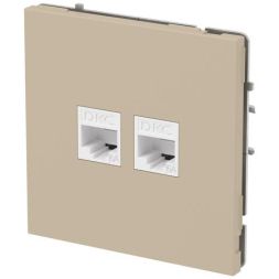 Розетка компьютерная 2-м KANT RJ45 кат.6A без шторки ванильн. марципан DKC 7015674