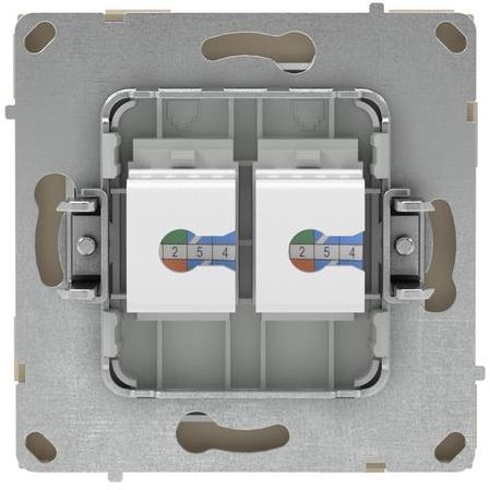 Розетка компьютерная 2-м KANT RJ45 кат.6A без шторки ванильн. марципан DKC 7015674