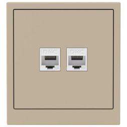 Розетка компьютерная 2-м KANT RJ45 кат.6A без шторки ванильн. марципан DKC 7015674