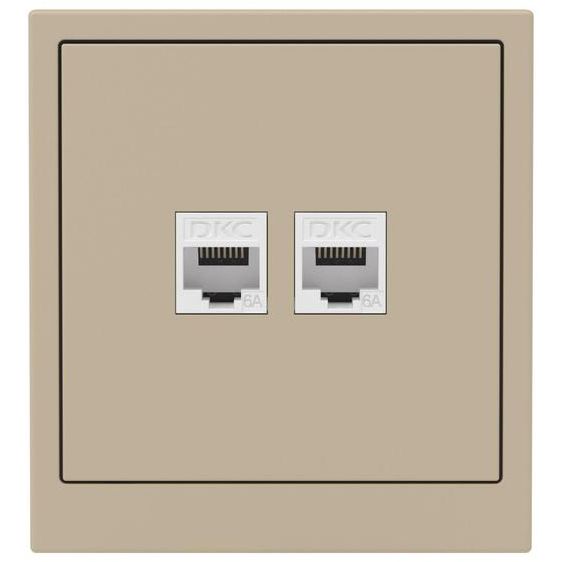 Розетка компьютерная 2-м KANT RJ45 кат.6A без шторки ванильн. марципан DKC 7015674