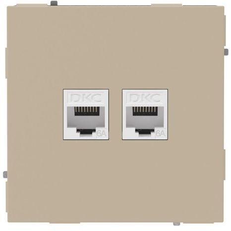 Розетка компьютерная 2-м KANT RJ45 кат.6A без шторки ванильн. марципан DKC 7015674