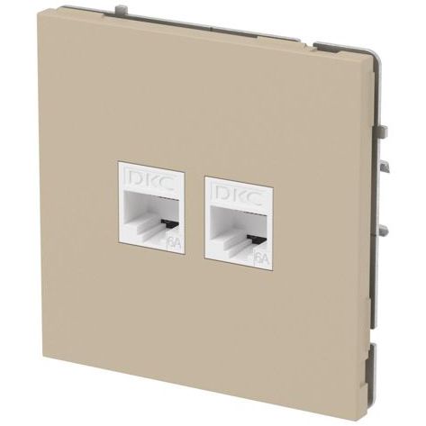 Розетка компьютерная 2-м KANT RJ45 кат.6A без шторки ванильн. марципан DKC 7015674