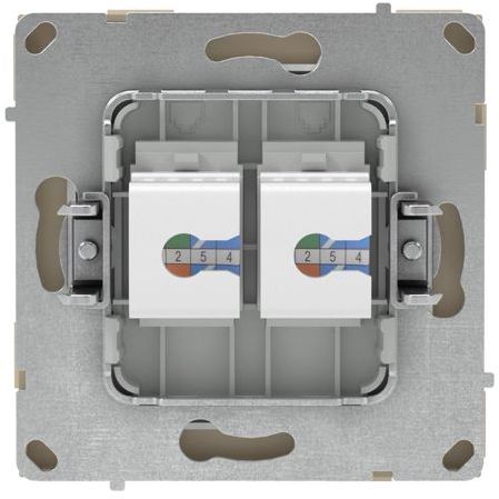 Розетка компьютерная 2-м KANT RJ45 кат.6A без шторки ванильн. марципан DKC 7015674