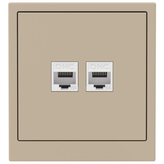 Розетка компьютерная 2-м KANT RJ45 кат.6A без шторки ванильн. марципан DKC 7015674