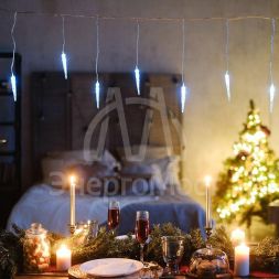 Гирлянда &amp;quot;Айсикл&amp;quot; (бахрома) &amp;quot;Сосульки&amp;quot; 1.5х0.25м LED бел. провод прозр. Neon-Night 303-068