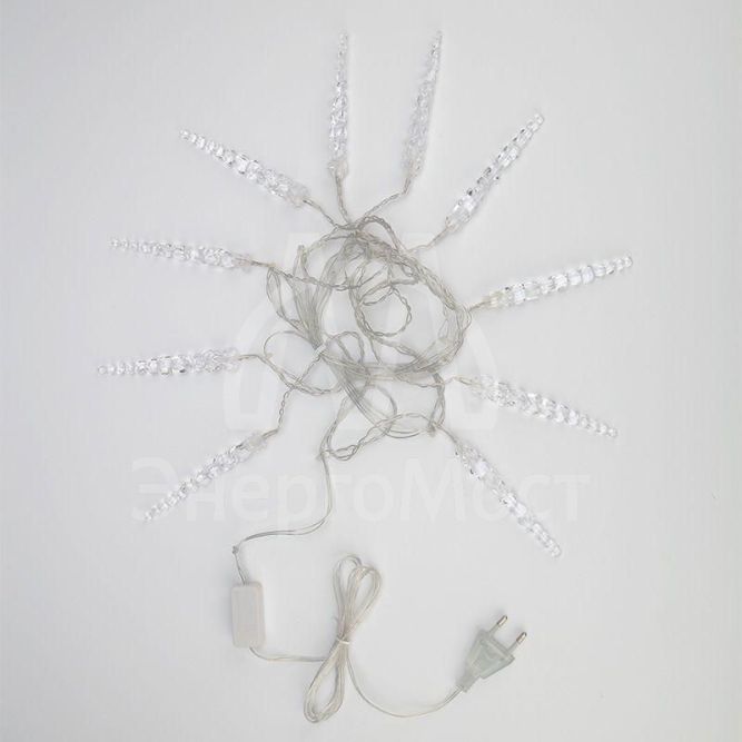 Гирлянда &amp;quot;Айсикл&amp;quot; (бахрома) &amp;quot;Сосульки&amp;quot; 1.5х0.25м LED бел. провод прозр. Neon-Night 303-068