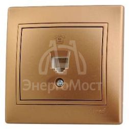 Розетка телефонная 1-м СП Мира RJ11 метал. зол. LEZARD 701-1313-137