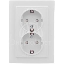 Розетка 2-м СП Минск 16А защ. шторки с заземл. бел. Basic EKF ERR16-128-100