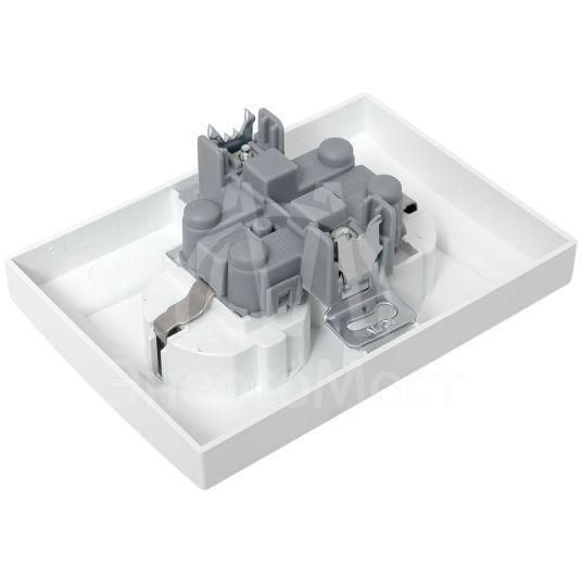 Розетка 2-м СП Минск 16А защ. шторки с заземл. бел. Basic EKF ERR16-128-100