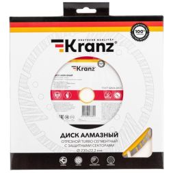 Диск алмазный отрезной сегментный Turbo 230х22.2х10мм KRANZ KR-90-0108