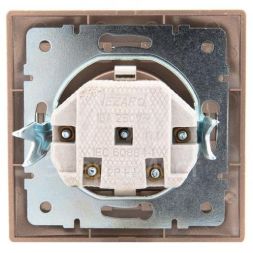 Розетка 1-м СП Мира защ. шторки с заземл. свет. корич. перламутр LEZARD 701-3131-124