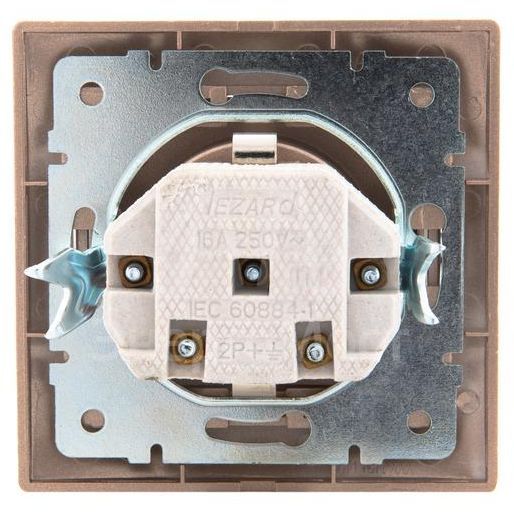 Розетка 1-м СП Мира защ. шторки с заземл. свет. корич. перламутр LEZARD 701-3131-124