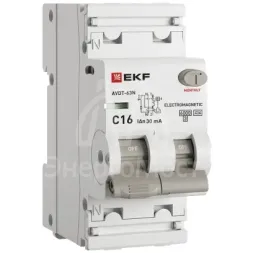 Выключатель автоматический дифференциального тока 2п (1P+N) C 16А 30мА тип A 6кА АВДТ-63N (электромех.) PROxima EKF D63N26MA16C30
