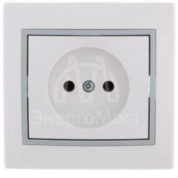 Розетка 1-м СП Мира 16А IP20 без заземл. керам. бел./сер. LEZARD 701-0215-121