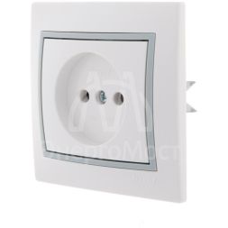Розетка 1-м СП Мира 16А IP20 без заземл. керам. бел./сер. LEZARD 701-0215-121