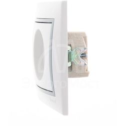 Розетка 1-м СП Мира 16А IP20 без заземл. керам. бел./сер. LEZARD 701-0215-121