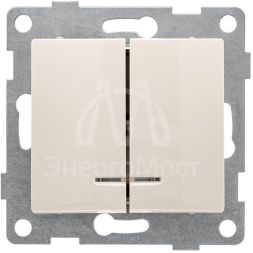 Выключатель 2-кл. СП Bravo 10А 250В с индикацией механизм беж. GUSI С10В28-003