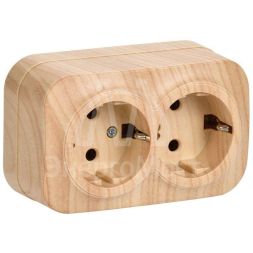 Розетка 2-м ОП GLORY РС22-3-ХС 16А с заземл. сосна IEK ERH21-K34-16