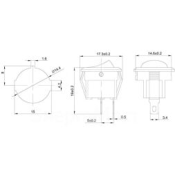 Выключатель клавишный 250В 6А (2с) ON-OFF круглый черн. Micro (RWB-105; SC-214) Rexant 36-2510