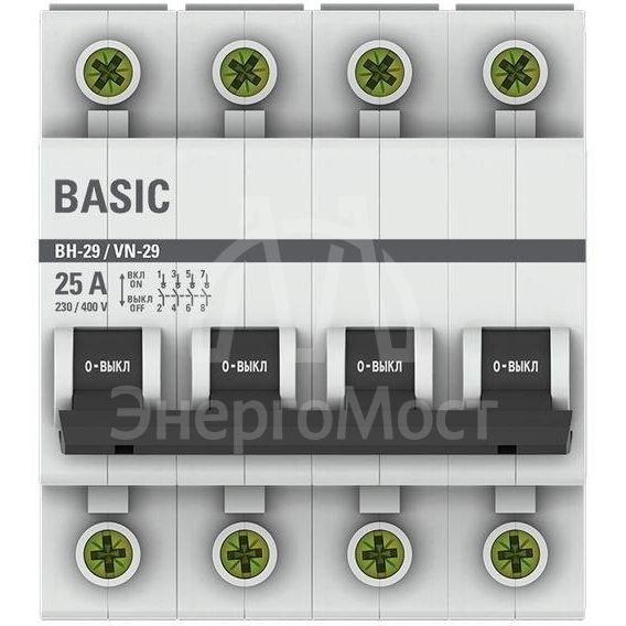 Выключатель нагрузки 4п 25А ВН-29 Basic EKF SL29-4-25-bas