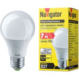Лампа светодиодная 61 474 NLL-A60-7-24/48-4K-E27 (низковольтная) Navigator 61474