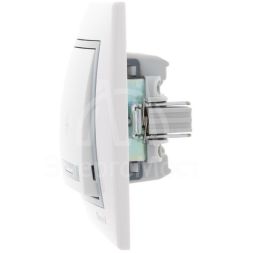 Выключатель проходной 2-кл. СП Мира 10А с сер. вставкой бел. LEZARD 701-0215-106